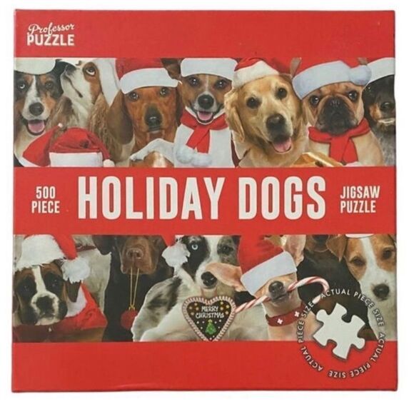 Professor puzzle, holiday dog, 500 piece jigsaw puzzle ￼ 19 x 14 - Picture 1 of 4